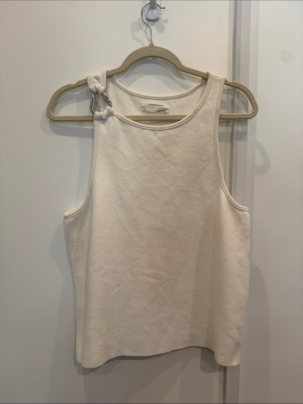 Anthropologie Cream Knotted Tank Top Blouse